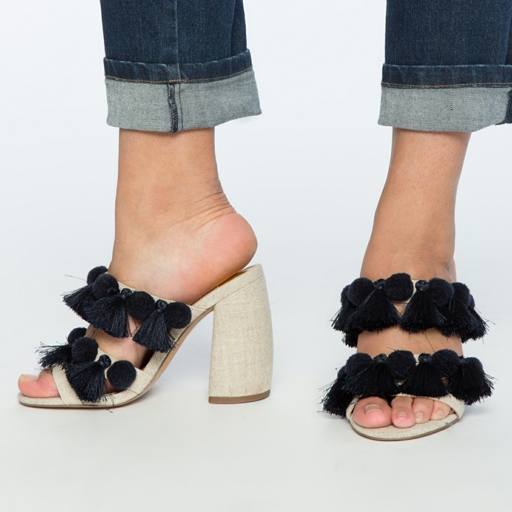 Eloquii Trini Fringe Sandal Heel